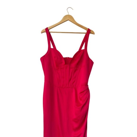 NBD Elodie Red Satin Corset Cocktail Maxi Dress Size XL Revolve Party Event - Picture 5 of 13